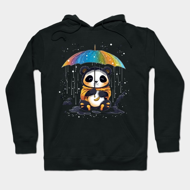 Panda Rainy Day With Umbrella Hoodie by JH Mart